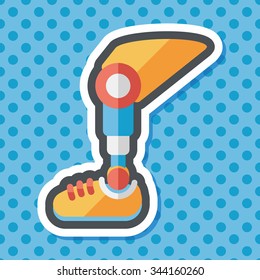 prosthetic leg flat icon with long shadow