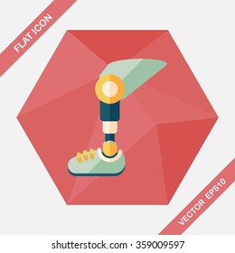 prosthetic leg flat icon with long shadow