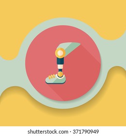 prosthetic leg flat icon with long shadow