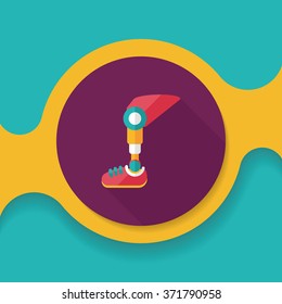 prosthetic leg flat icon with long shadow