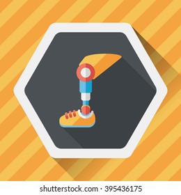 prosthetic leg flat icon with long shadow