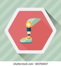 prosthetic leg flat icon with long shadow