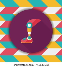 prosthetic leg flat icon with long shadow