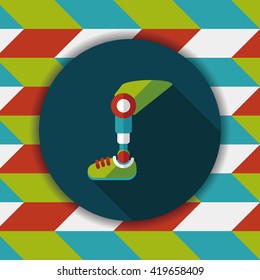 prosthetic leg flat icon with long shadow
