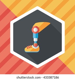 prosthetic leg flat icon with long shadow