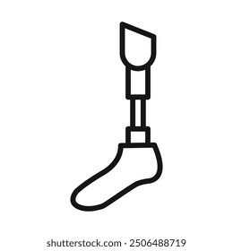 Prosthetic leg icon Black line art vector logo