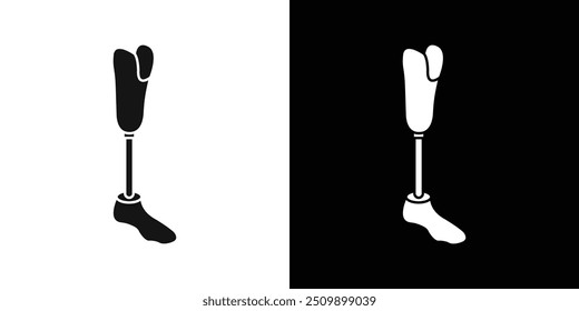 Prosthetic leg icon Black line art vector logo set