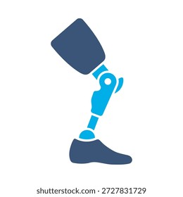 Icono de pierna protésica diseño de Vector plano azul símbolo de extremidad artificial discapacidad salud médica signo de elemento gráfico