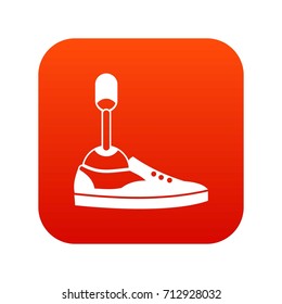 Prosthetic leg icon digital red for any design isolated on white vector illustration