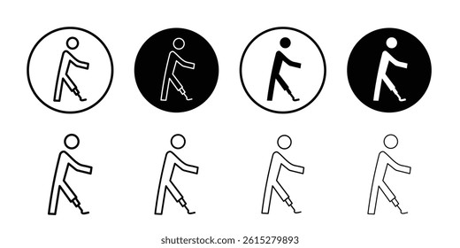 Prosthetic leg icon Flat simple outline set