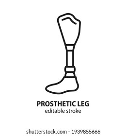 Prosthetic leg icon. Modern exoskeleton vector sign. Editable stroke.