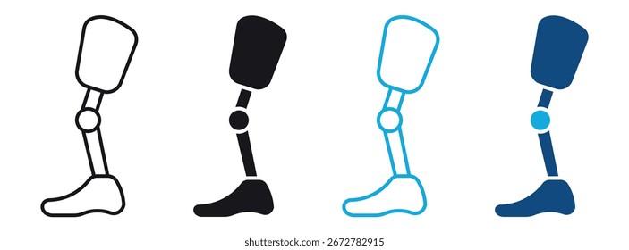 Conjunto de iconos de pierna protésica, Ilustración vectorial .