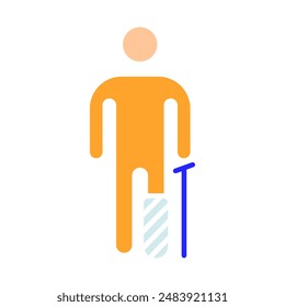 Prosthetic leg icon. Trauma, disabled person, people with disabilities, stump, accident, medicine, amputation, ableism, handicapped, wheelchair, Disability Rights Movement.