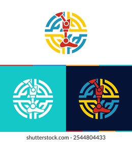 Prosthetic leg illustration logo design colorful 