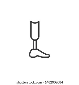 Prosthetic leg line icon. linear style sign for mobile concept and web design. Leg for disabled outline vector icon. Symbol, logo illustration. Vector graphics