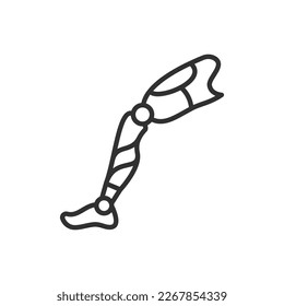 Prosthetic leg, linear icon. Mechanical leg. Line with editable stroke