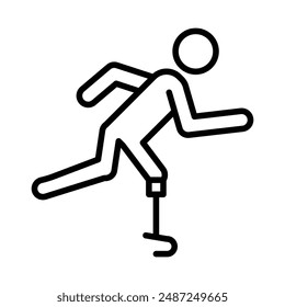 Prosthetic leg linear logo mark in black and white