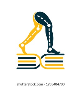 Prothetisches Leg Logo Template Design. Orthopädie-und Physiotherapie Klinik Vektordesign.