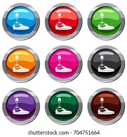 Prosthetic leg set icon isolated on white. 9 icon collection vector illustration