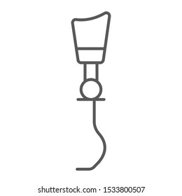 Prosthetic leg thin line icon, orthopedic and medical, artificial leg sign, vector graphics, a linear pattern on a white background, eps 10.