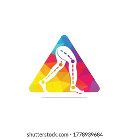 Prosthetic Leg triangle Logo Template Design. Orthopedic and Physiotherapy clinic vector design.