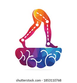 Diseño de plantillas de logotipo cerebral de piernas protésicas. Diseño vectorial de las clínicas ortopédicas y fisioterapéuticas.