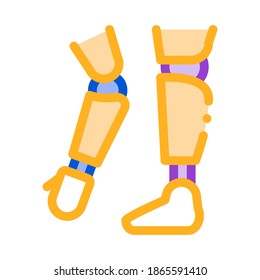 Prosthetics Of Arms And Leg Orthopedic Vector Icon Thin Line. Orthopedic And Trauma Rehabilitation, Belt And Walkers Concept Linear Pictogram. Medical Rehab Goods Illustration