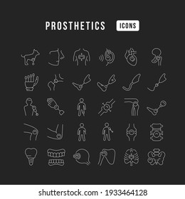 Prosthetics. Collection of perfectly thin icons for web design, app, and the most modern projects. The kit of signs for category Medicine.