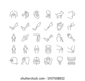 Prosthetics. Collection of perfectly thin icons for web design, app, and the most modern projects. The kit of signs for category Medicine.