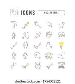 Prosthetics. Collection of perfectly thin icons for web design, app, and the most modern projects. The kit of signs for category Medicine.