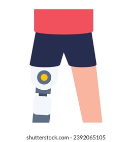 Prosthetics, flat icon of artificial limb 