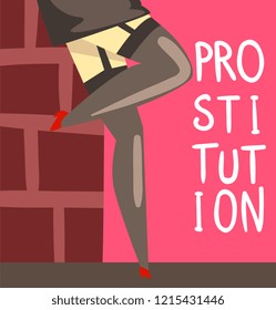 Prostitution social problem poster banner template vector Illustration