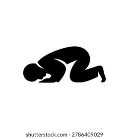 Prostration Prayer Silhouette Icon Icon Isolated On White Background
