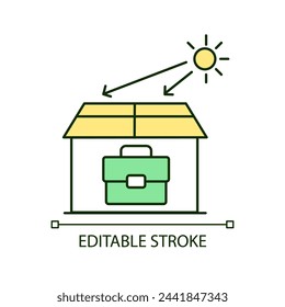 Prosumers house RGB color icon. Eco-conscious consumption. Renewable energy resources. Solar panel. Isolated vector illustration. Simple filled line drawing. Editable stroke. Arial font used