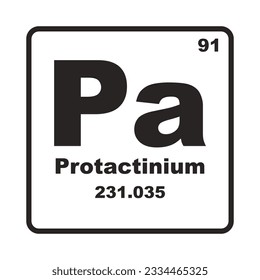 Symbol für Protactinium-Elemente, Vektorgrafik-Vorlagensymbol