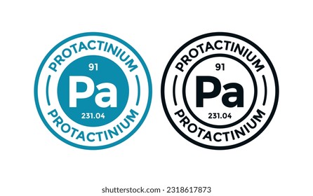 PROTACTINIUM logo badge design. this is chemical element of periodic table symbol. Suitable for business, technology, molecule, atomic symbol 