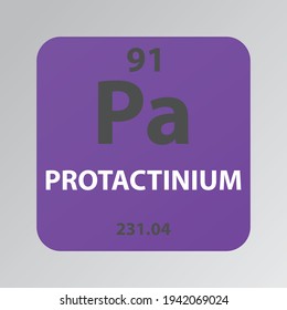 Protactinium Pa Actinoid Chemical Element vector illustration diagram, with atomic number and mass. Simple flat design for education, lab, science class.
