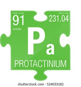 Protactinium symbol. Element number 91 of the Periodic Table of the Elements - Chemistry - Puzzle piece with green background