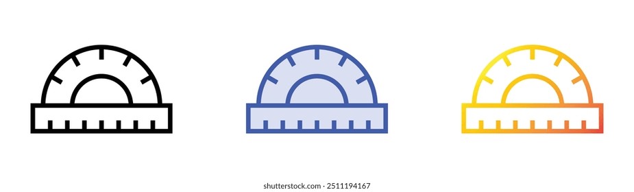 protactor icon. Linear, Blue Fill and Gradient Style Design Isolated On White Background