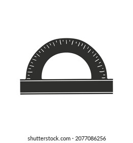 Protactor Icon Silhouette Illustration. Geometry Tools Vector Graphic Pictogram Symbol Clip Art. Doodle Sketch Black Sign.