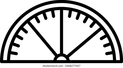 Protactor measurement icon with black outline style. education, school, ruler, geometry, design, measurement, equipment. Vector Illustration