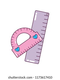 protactor and ruler school utensils style