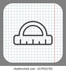 Protactor, ruler simple icon vector. Flat design. On graph paper. Grey background.ai