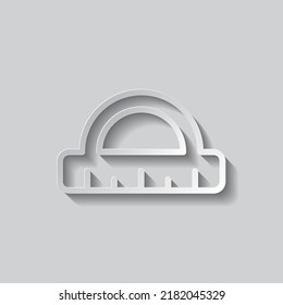Protactor, ruler simple icon vector. Flat design. Paper style with shadow. Gray background.ai