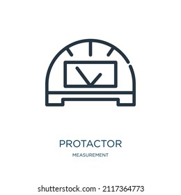 protactor thin line icon. ruler, school linear icons from measurement concept isolated outline sign. Vector illustration symbol element for web design and apps.