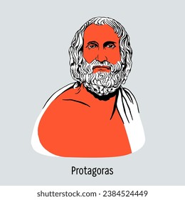 Protagoras was an ancient Greek philosopher, the most prominent representative of the Sophists. Hand drawn vector illustration.