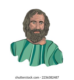 Protagoras, portrait vector illustration. It is estimated that he lived between 481 BC and 411 BC. Greek philosopher. He has agnostic thinking. Knowledge is not certain for everyone in the same sense.