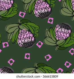 Protea vector tropical flower pattern