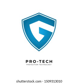 pro-tech protection technology shield antivirus logo design