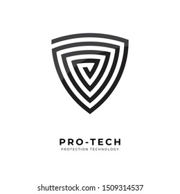 pro-tech protection technology shield antivirus logo design